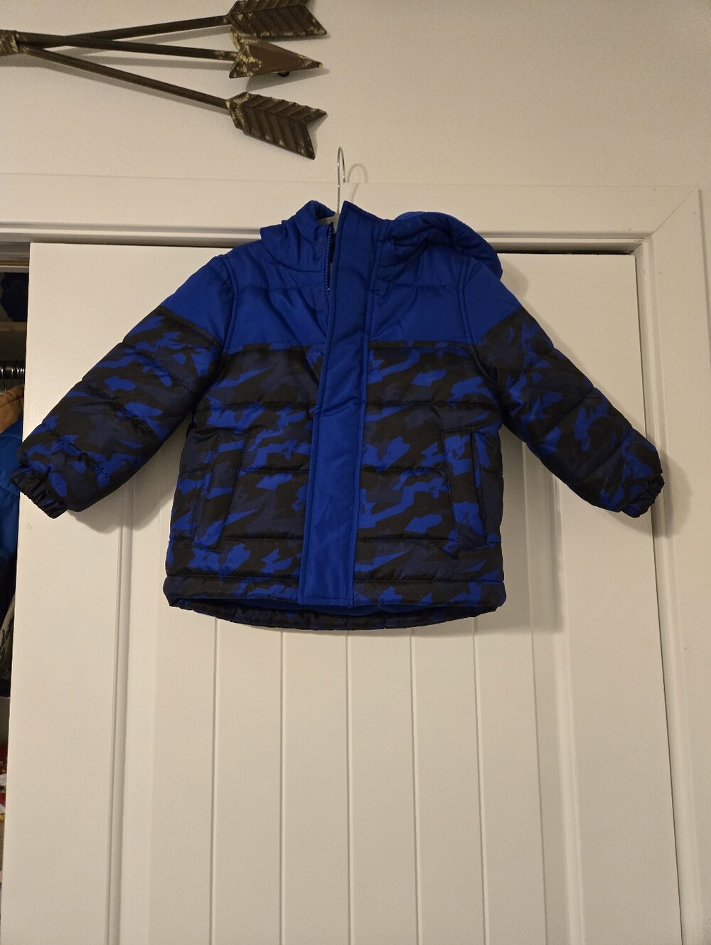 Jumping beans Blue Camouflage Puffer Jacket with Hood